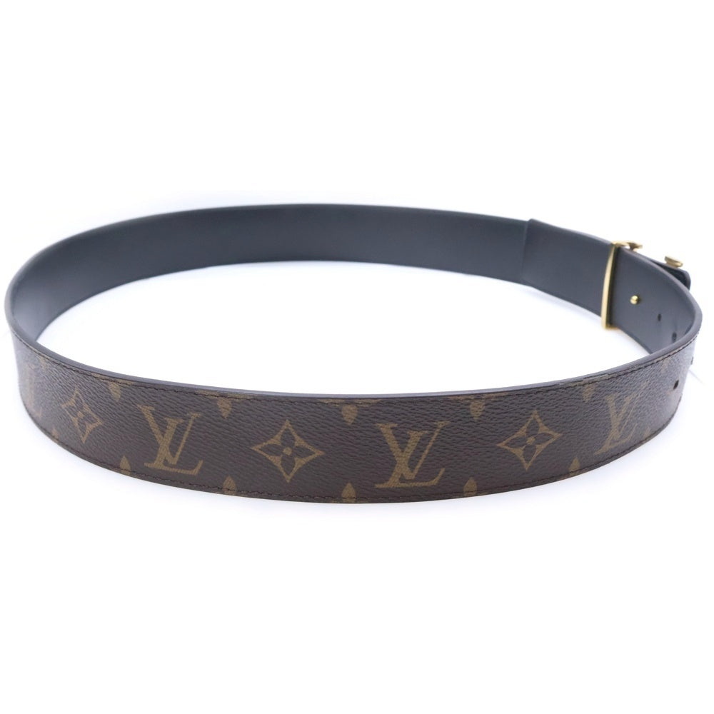 LOUIS VUITTON(ルイヴィトン) モノグラム サンチュール レザーベルト ブラック×ブラウン M0566 ゴールド金具