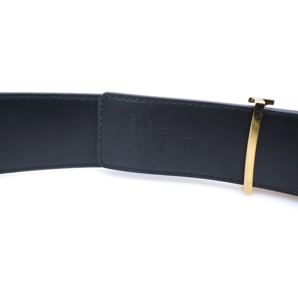 LOUIS VUITTON(ルイヴィトン) モノグラム サンチュール レザーベルト ブラック×ブラウン M0566 ゴールド金具