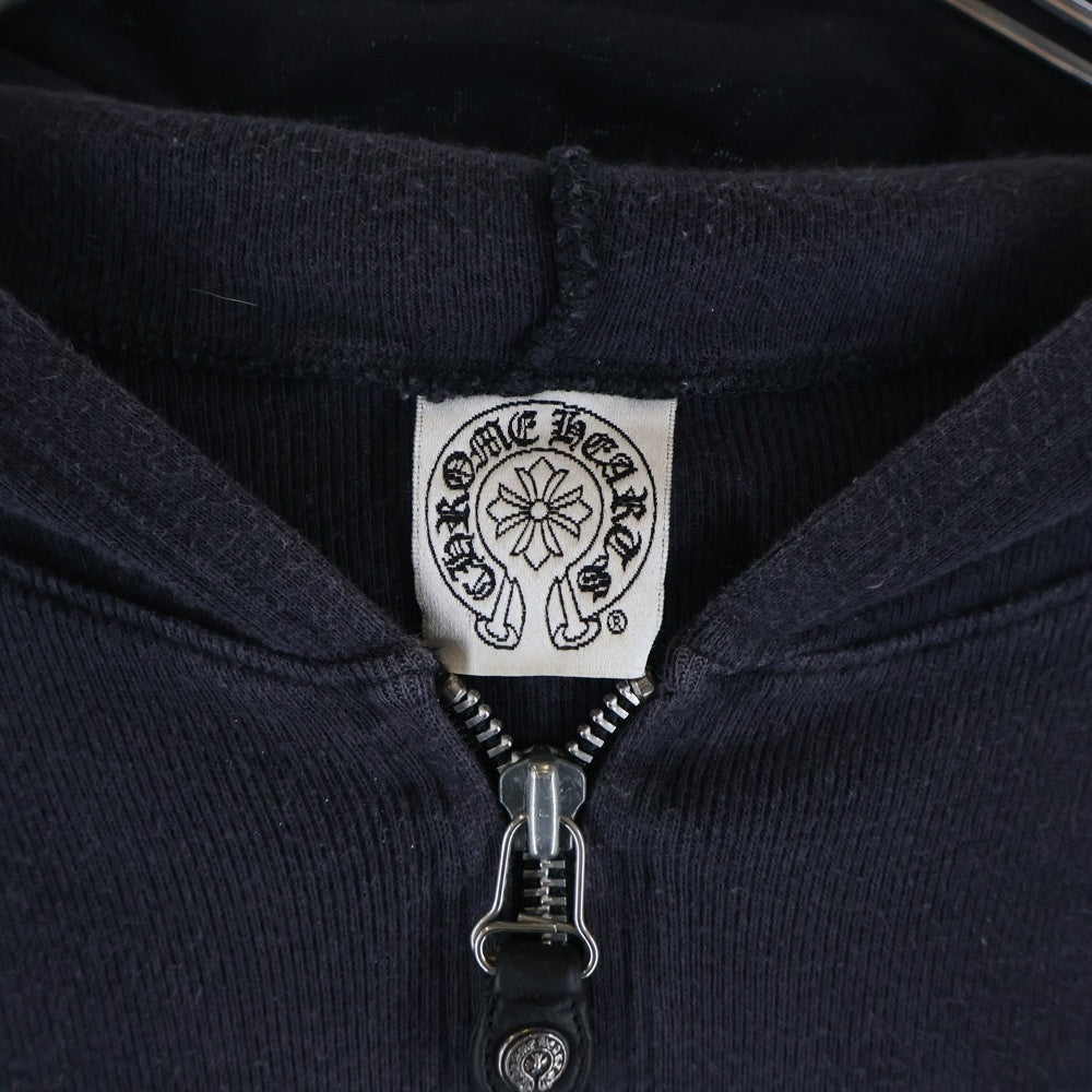 CHROME HEARTS(クロムハーツ) ダガープリント クロップド ショート丈 ジップアップスウェットパーカー フーディー ネイビー レディース