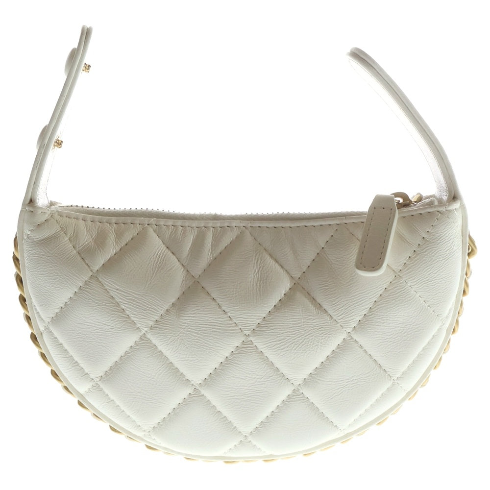 CHANEL(シャネル) マトラッセ23 ココマーク ラムスキン レザーミニポーチ ホワイト GD金具 AP4692 レディース