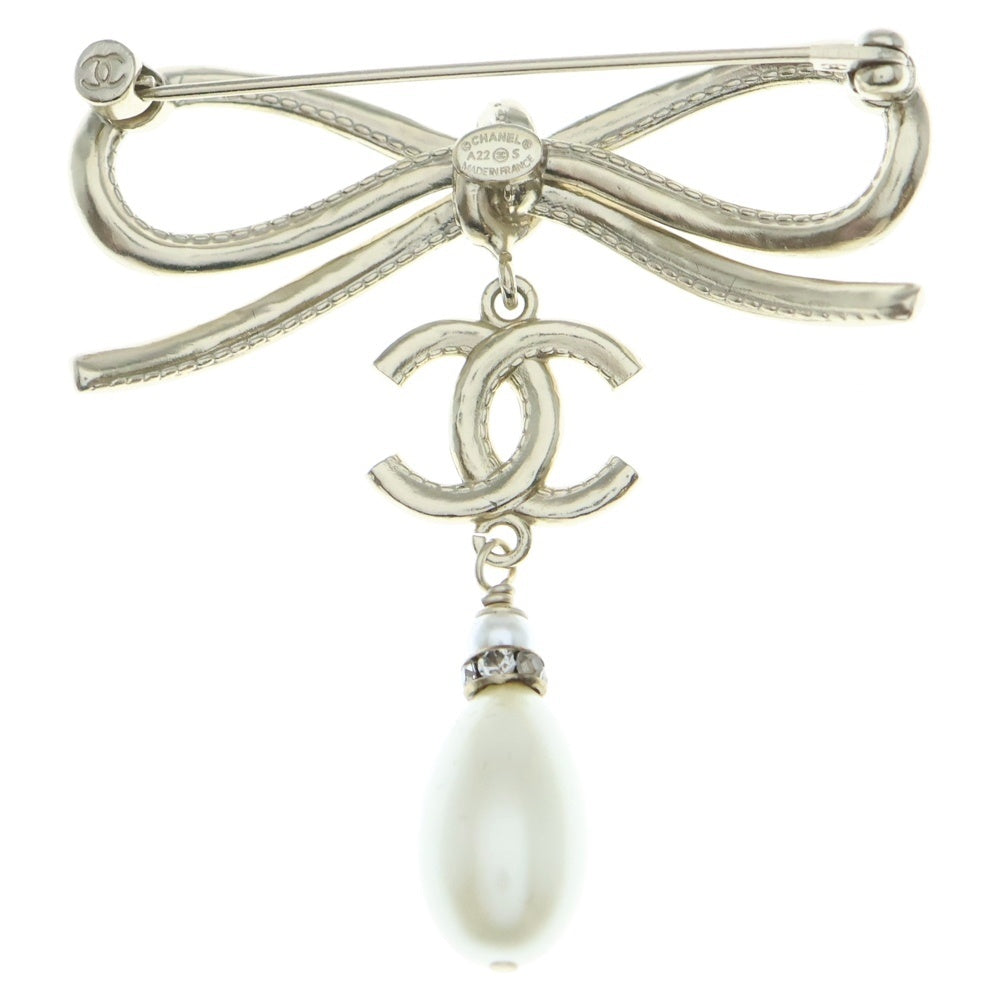 CHANEL(シャネル) ココマーク リボンブローチ ゴールド GP A22S アクセサリー レディース