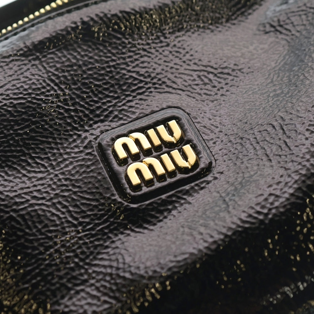 miumiu(ミュウミュウ) ミニハンドバッグ ポーチ ケース ブラック レザー ゴールド金具 レディース