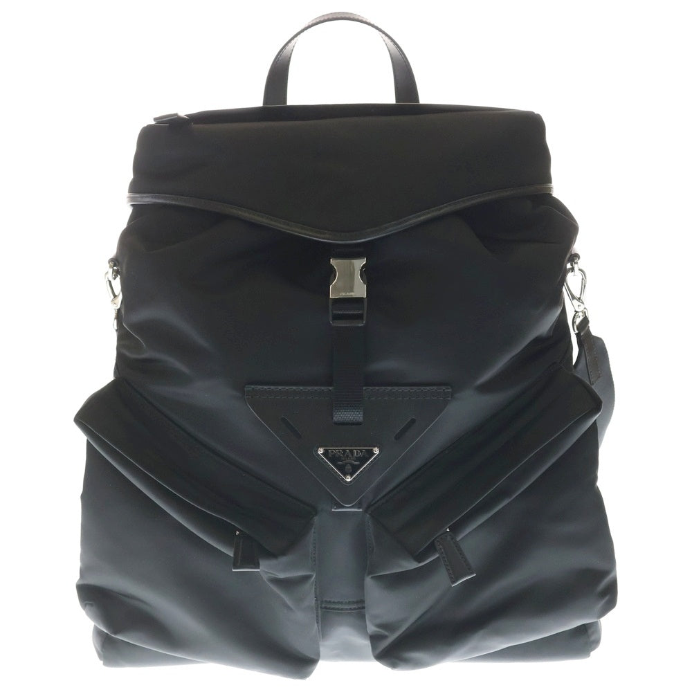 PRADA(プラダ) リナイロン バッグパック リュックサック ブラック ナイロン レザー 2VZ108 シルバー金具
