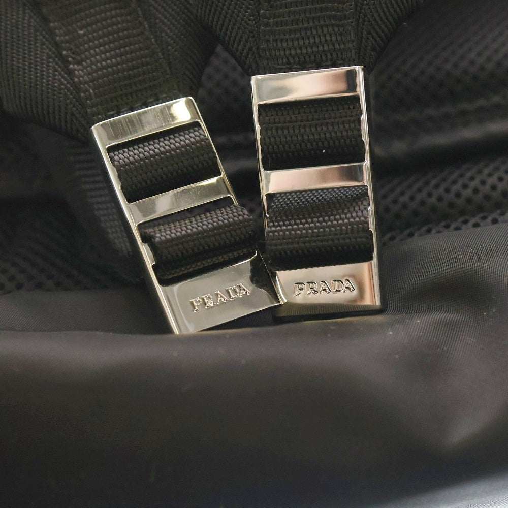 PRADA(プラダ) リナイロン バッグパック リュックサック ブラック ナイロン レザー 2VZ108 シルバー金具