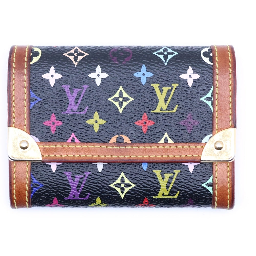 LOUIS VUITTON(ルイヴィトン) モノグラムマルチカラー ポルトモネ・プラ コンパクトウォレット ミニ財布 コインケース ブラック ノワール レザー×PVC M92656 ゴールド金具 レディース