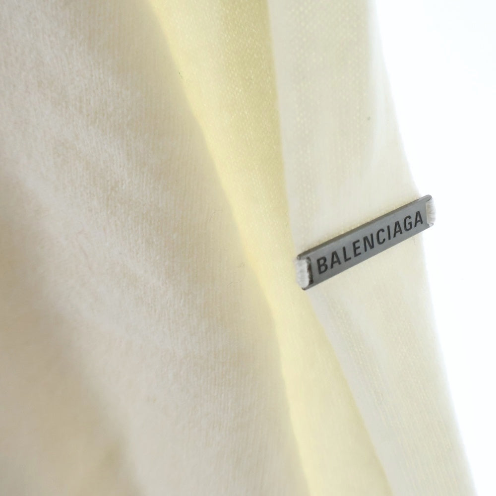 BALENCIAGA(バレンシアガ) ロゴメタルプレート カシミヤニットセーター ホワイト 849950 T1765