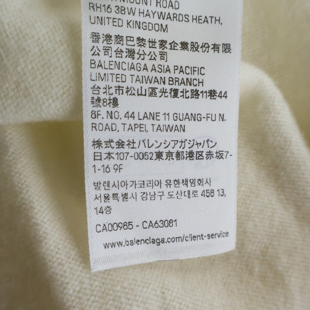 BALENCIAGA(バレンシアガ) ロゴメタルプレート カシミヤニットセーター ホワイト 849950 T1765