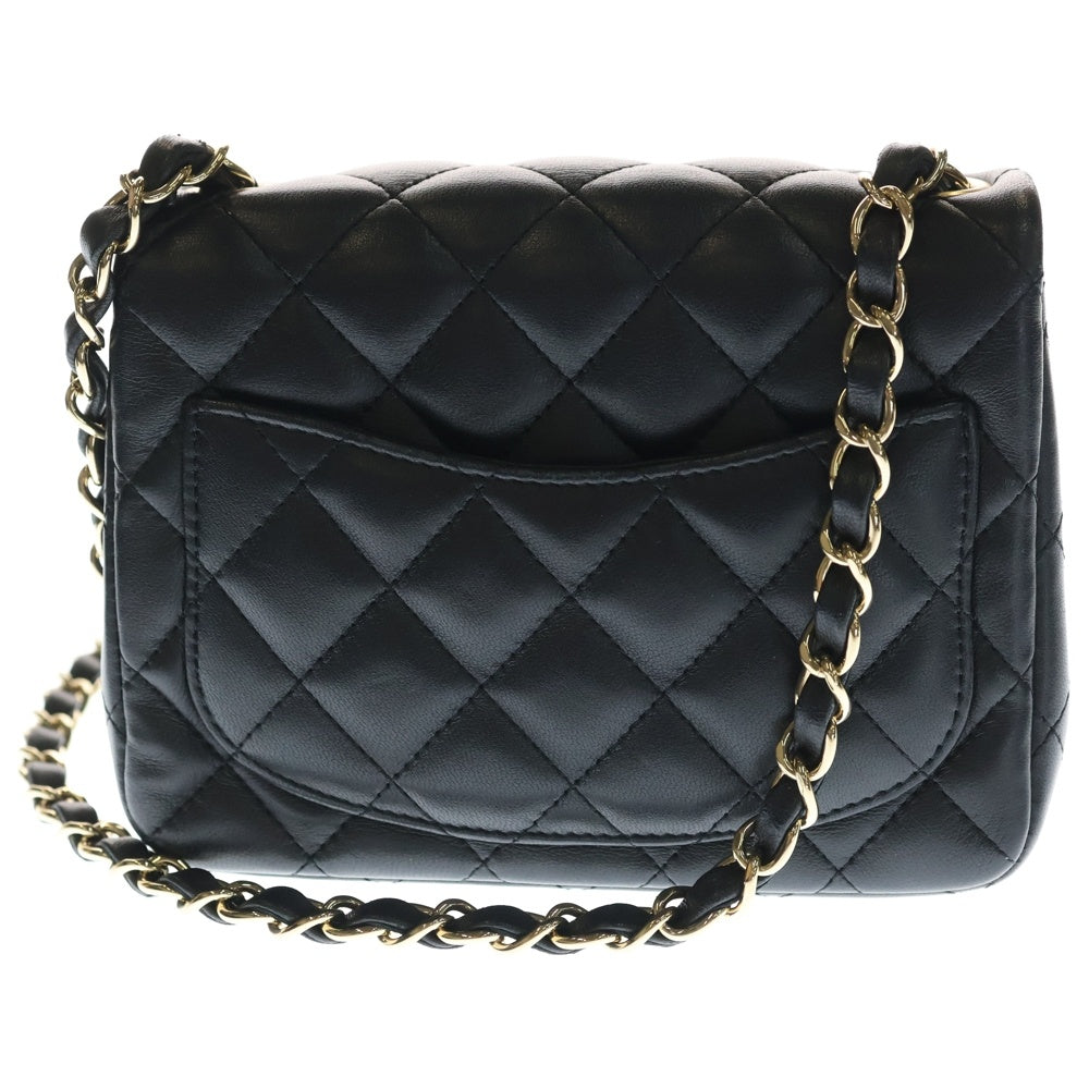 CHANEL(シャネル) ミニマトラッセ16 シングルフラップ シングルチェーン ショルダーバッグ ラムスキン ゴールド金具 ブラック レディース