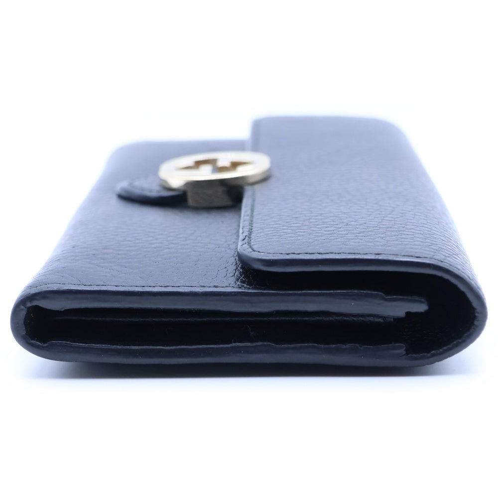 GUCCI(グッチ) インターロッキングG 長財布 ロングウォレット カードケース ブラック レザー 598166 ゴールド金具