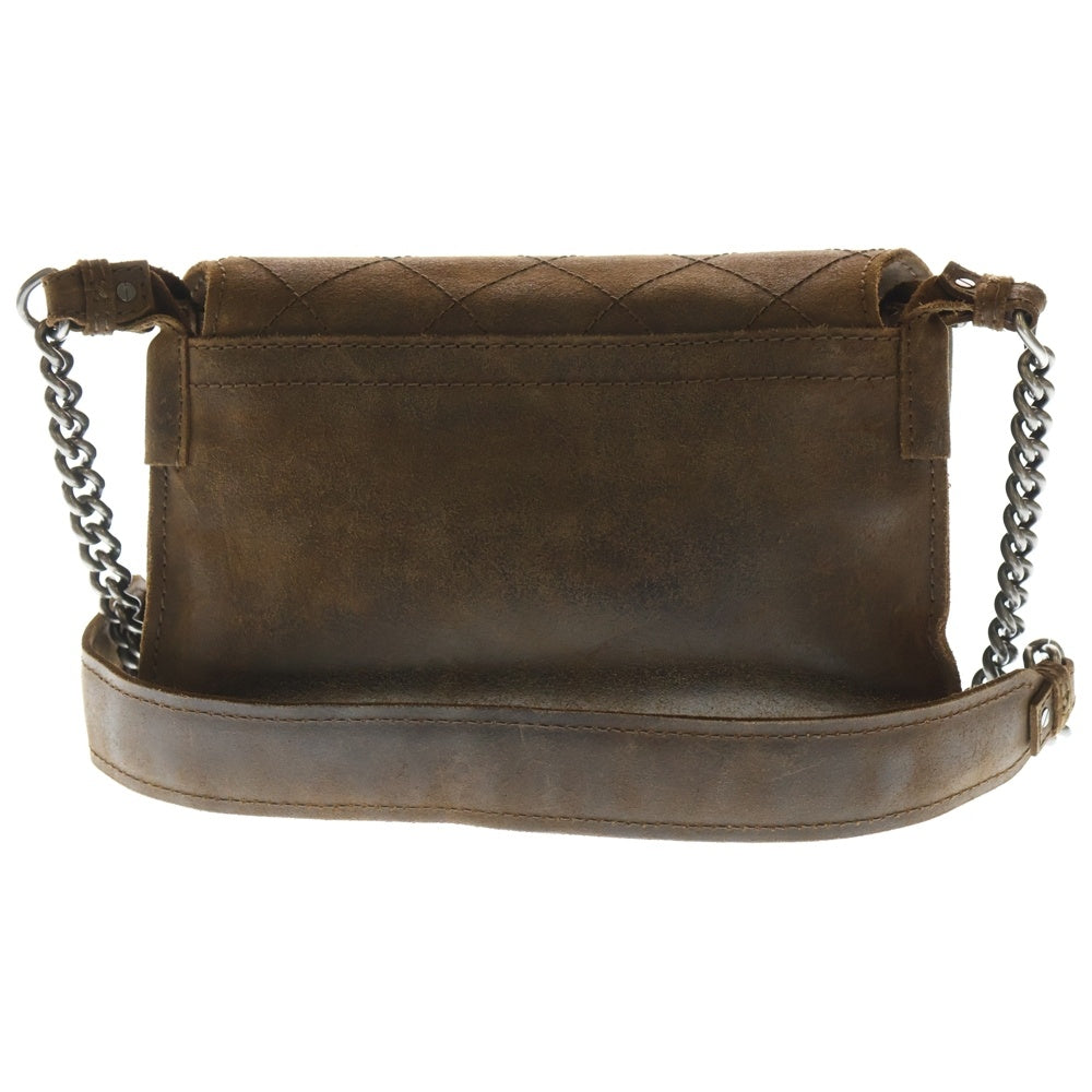 CHANEL(シャネル) マトラッセ チェーンショルダーバッグ フルフラップ ブラウン レザー シルバー金具 ヴィンテージライン