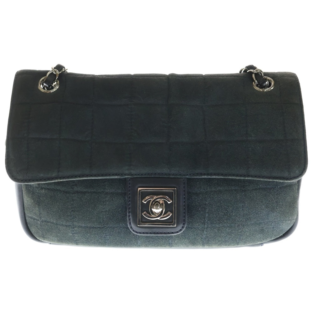 CHANEL(シャネル) スポーツライン チョコバー チェーンショルダーバッグ ブラック レザー×スエード シルバー金具 レディース