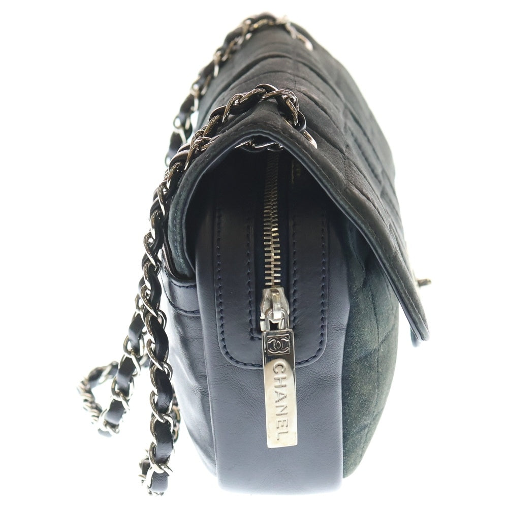 CHANEL(シャネル) スポーツライン チョコバー チェーンショルダーバッグ ブラック レザー×スエード シルバー金具 レディース