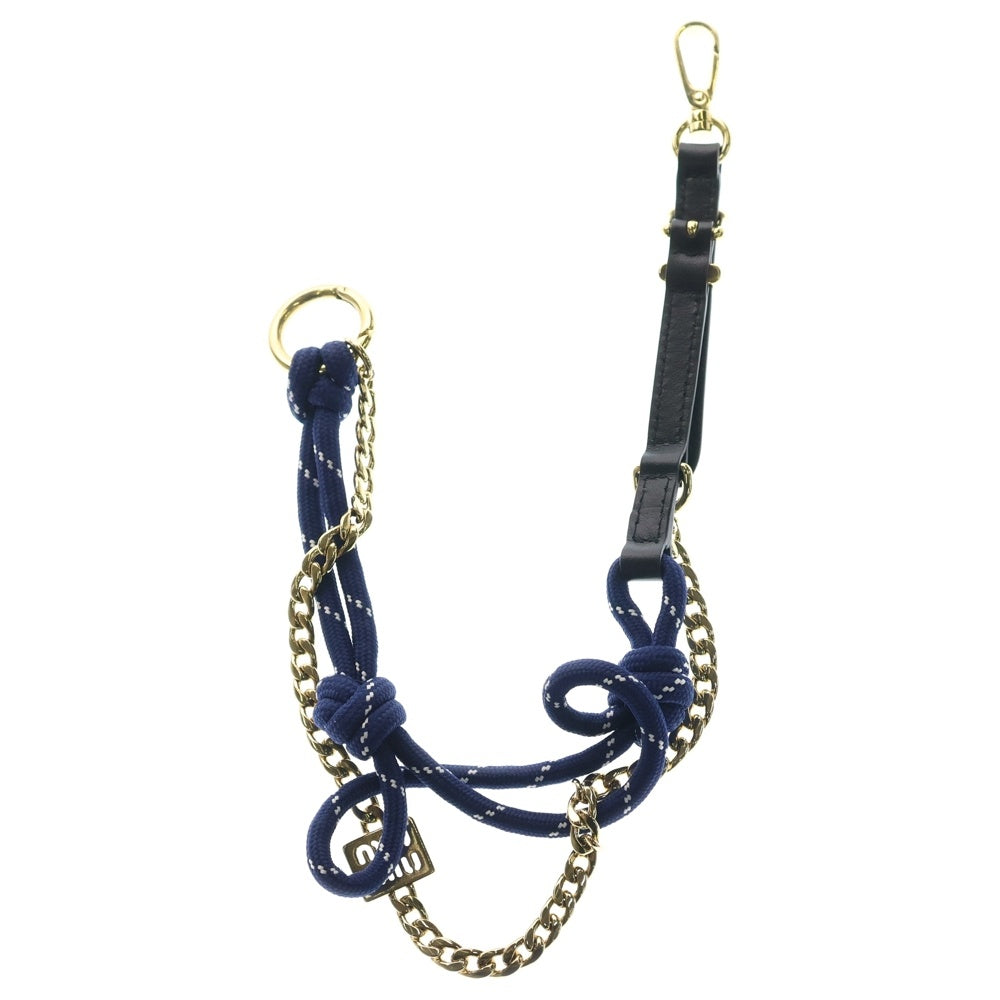 miumiu(ミュウミュウ) キーリング キーホルダー バッグチャーム ブルー×ブラック×ゴールド GP×レザー レディース