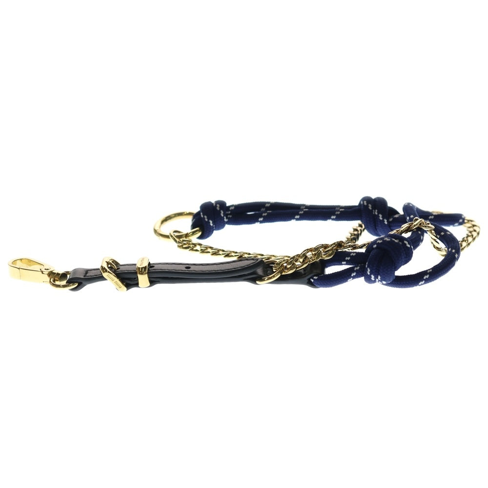 miumiu(ミュウミュウ) キーリング キーホルダー バッグチャーム ブルー×ブラック×ゴールド GP×レザー レディース