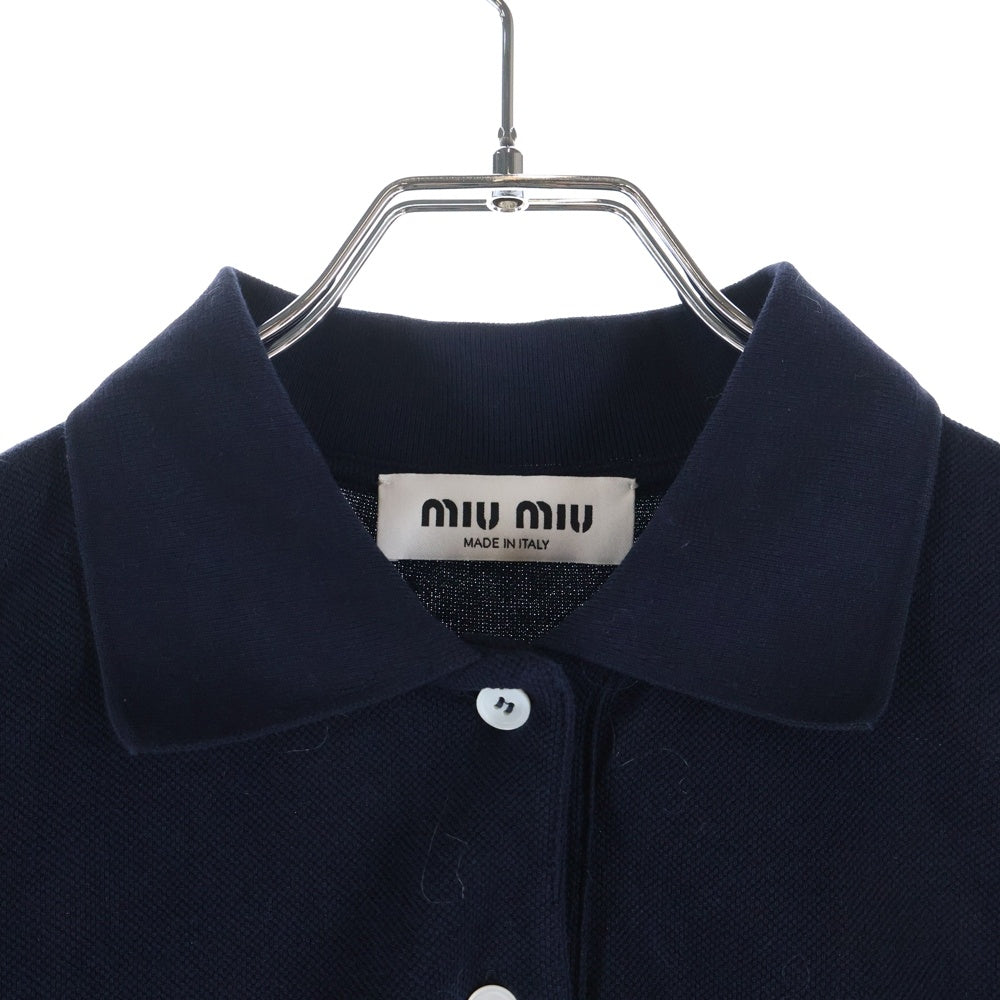 miumiu(ミュウミュウ) 胸ロゴ 半袖 鹿の子 ポロシャツ ネイビー MJN535 レディース