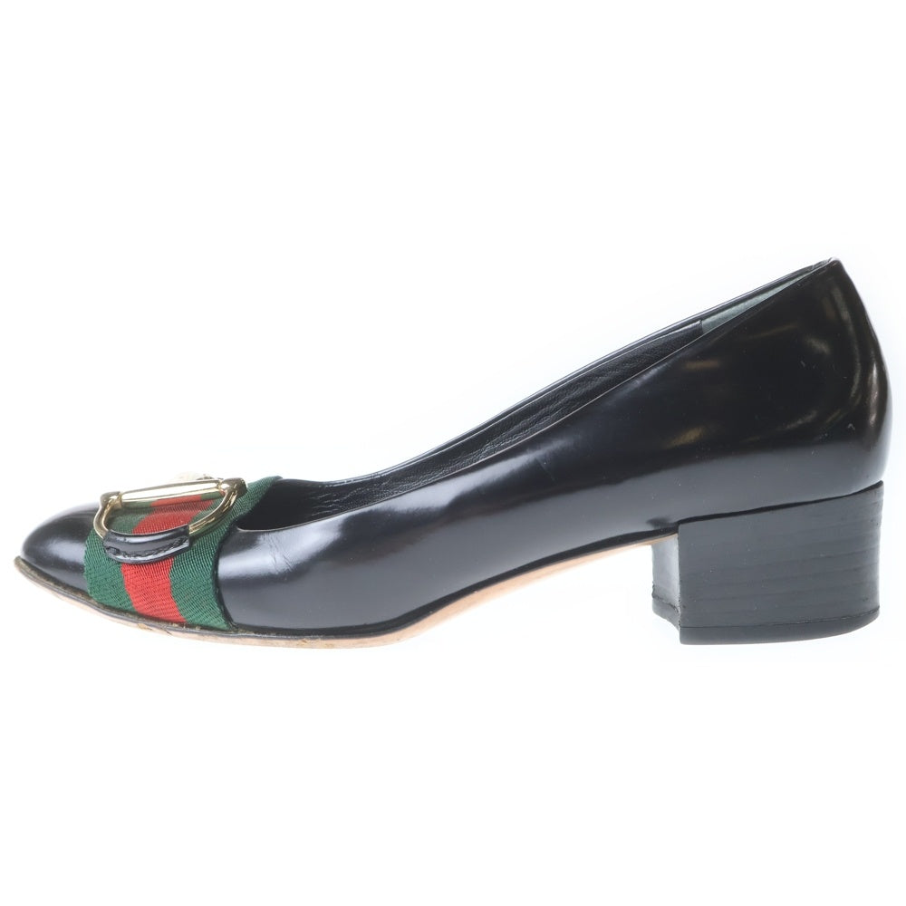 GUCCI(グッチ) シェリーライン ホースビット レザー ヒールシューズ ブラック レディース