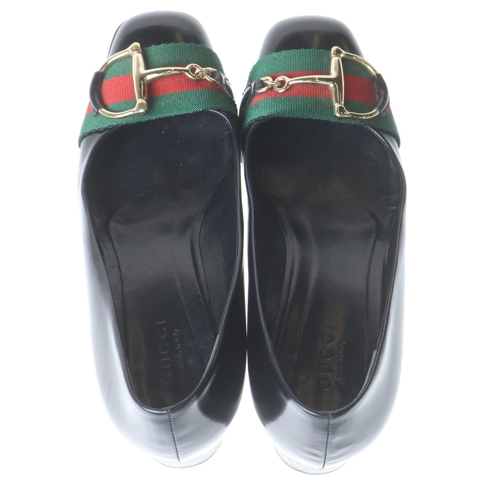 GUCCI(グッチ) シェリーライン ホースビット レザー ヒールシューズ ブラック レディース