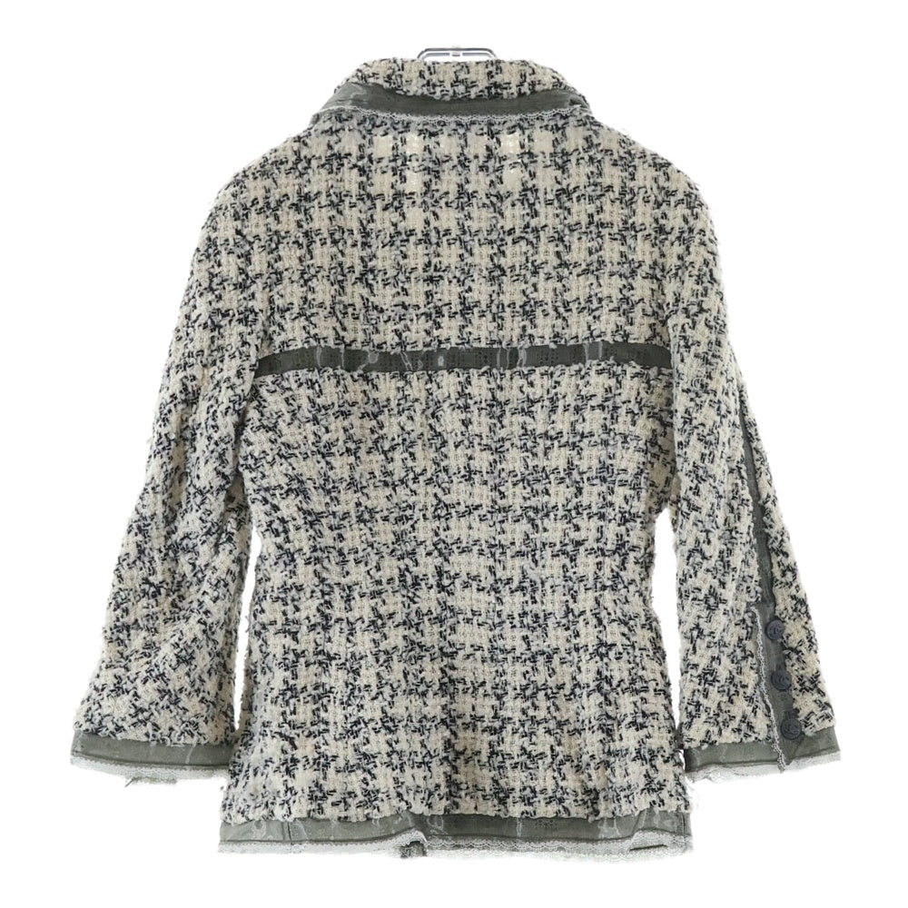 CHANEL(シャネル) 09P スプリングコレクション サテントリム ツイード ジップアップ ジャケット ホワイト/グレー レディース P34954