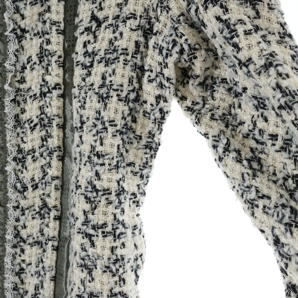 CHANEL(シャネル) 09P スプリングコレクション サテントリム ツイード ジップアップ ジャケット ホワイト/グレー レディース P34954