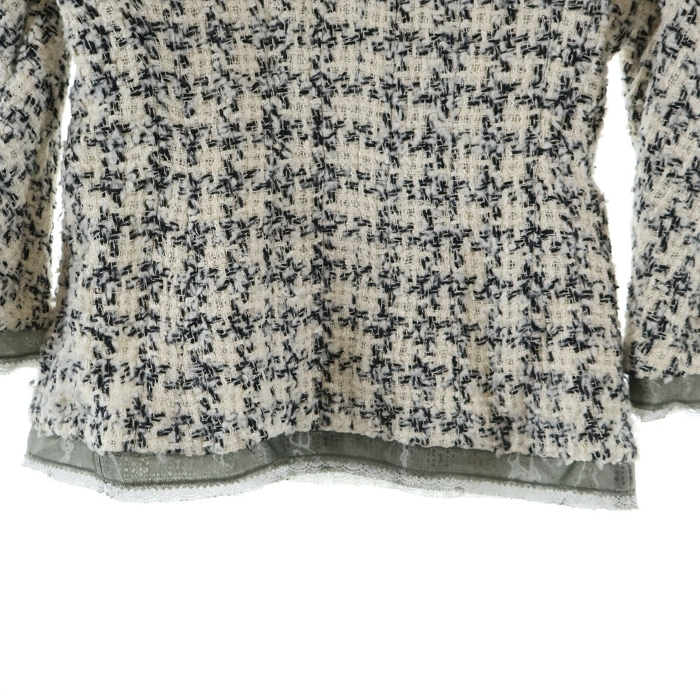 CHANEL(シャネル) 09P スプリングコレクション サテントリム ツイード ジップアップ ジャケット ホワイト/グレー レディース P34954