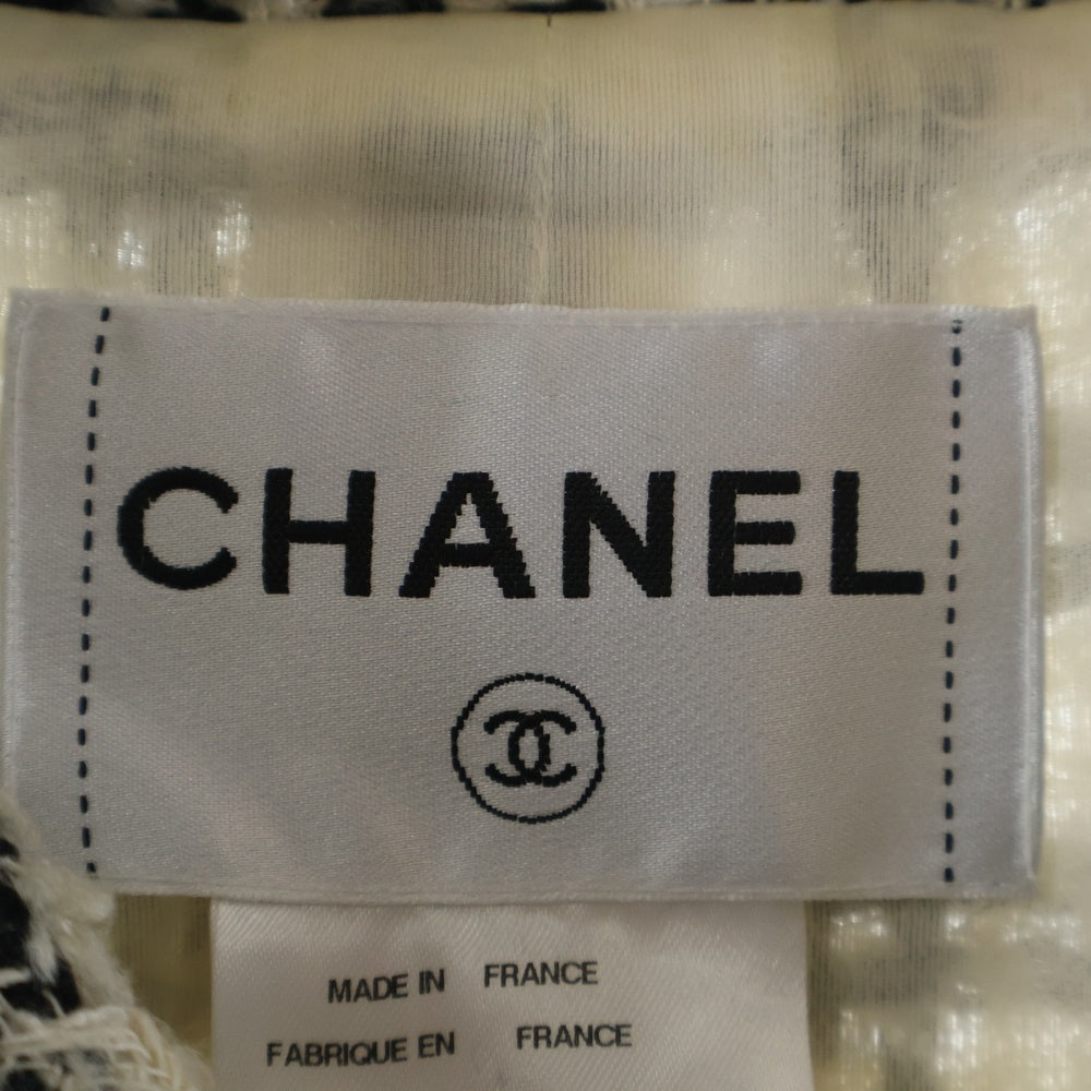 CHANEL(シャネル) 09P スプリングコレクション サテントリム ツイード ジップアップ ジャケット ホワイト/グレー レディース P34954