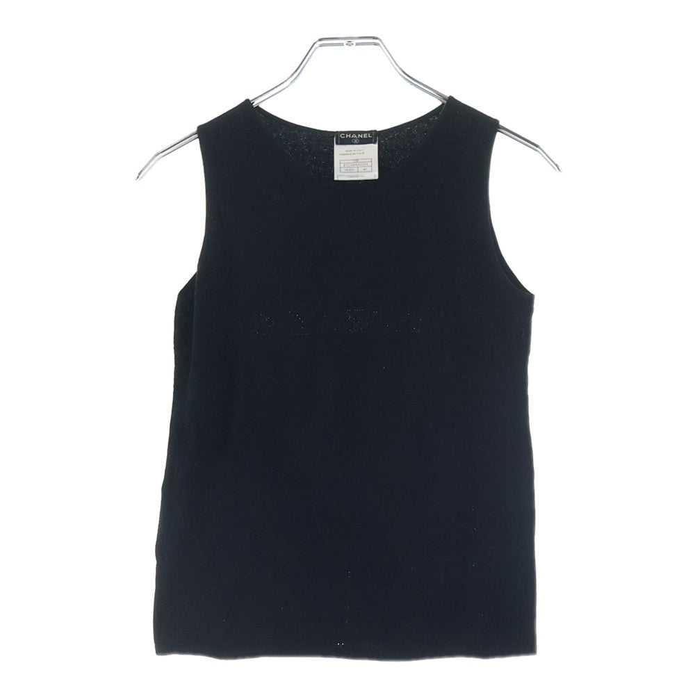CHANEL(シャネル) 03P スプリングコレクション ココマークジャガード ノースリーブ ニット トップス ブラック レディース P21349V01291