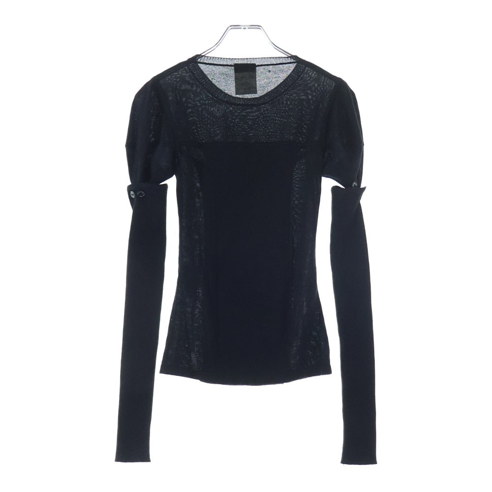 CHANEL(シャネル) 08AW ロゴボタン リブ切り替え デタッチャブルスリーブ クルーネック ニット セーター ブラック レディース P34282K00931