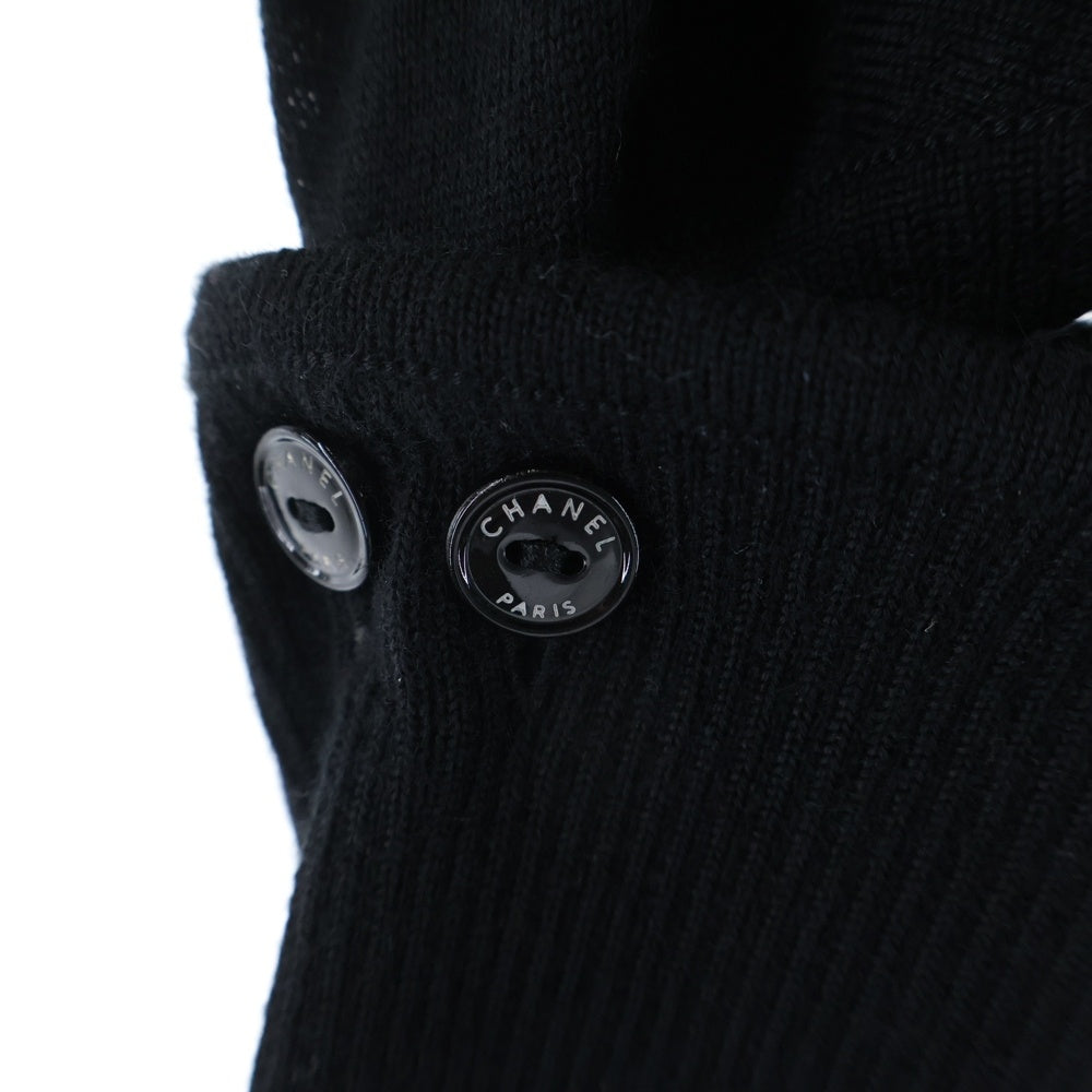 CHANEL(シャネル) 08AW ロゴボタン リブ切り替え デタッチャブルスリーブ クルーネック ニット セーター ブラック レディース P34282K00931