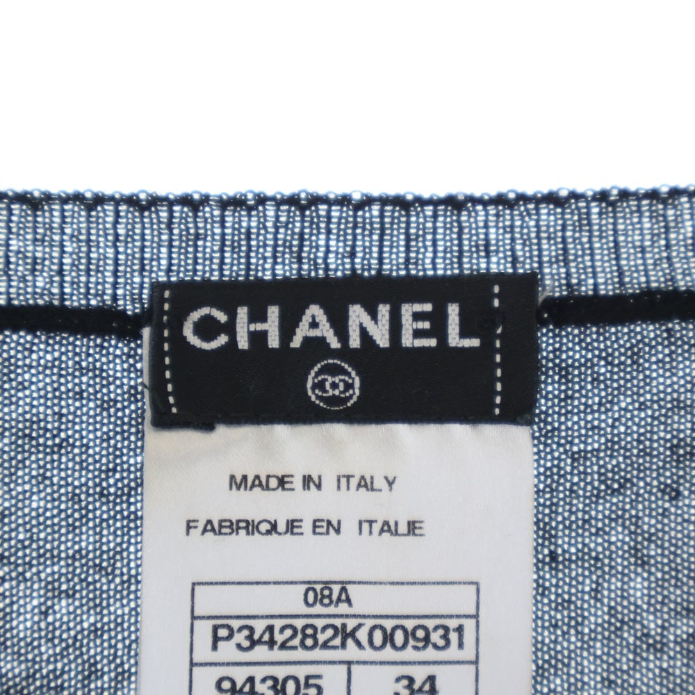 CHANEL(シャネル) 08AW ロゴボタン リブ切り替え デタッチャブルスリーブ クルーネック ニット セーター ブラック レディース P34282K00931