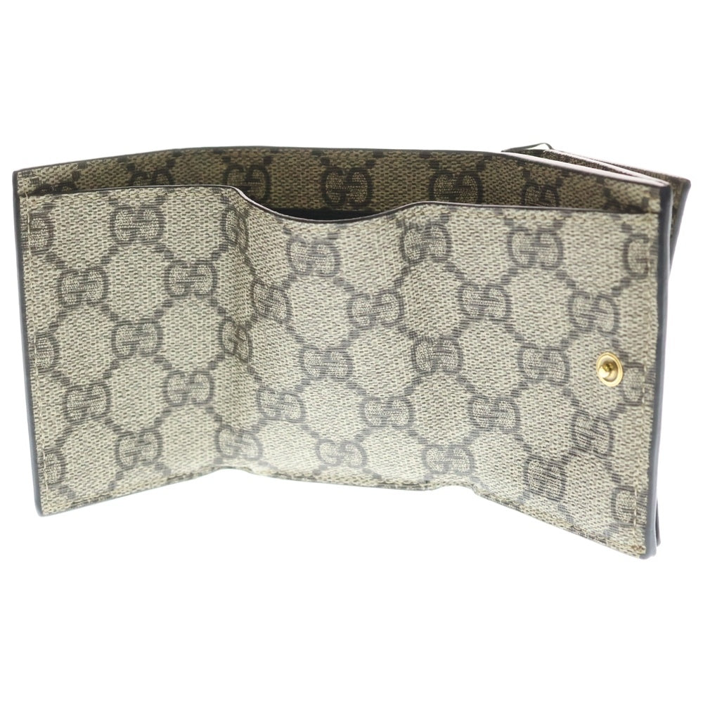 GUCCI(グッチ) バレンシアガコラボ ハッカープロジェクト コンパクトウォレット 三つ折り財布 ベージュ PVC 681700ゴールド金具