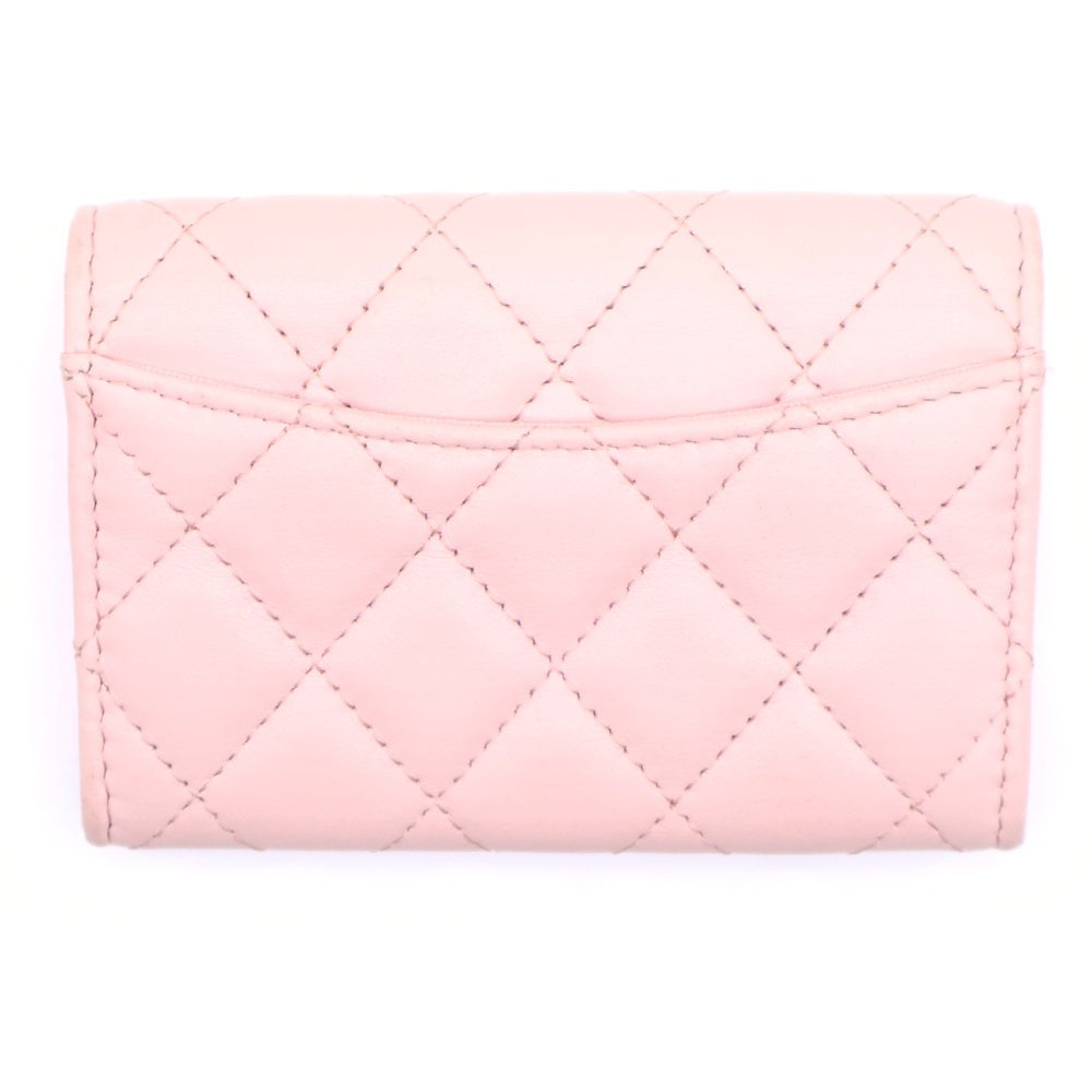 CHANEL(シャネル) マトラッセ キルティング カードケース 名刺入れ 小物入れ ピンク ラムスキン ゴールド金具 レディース