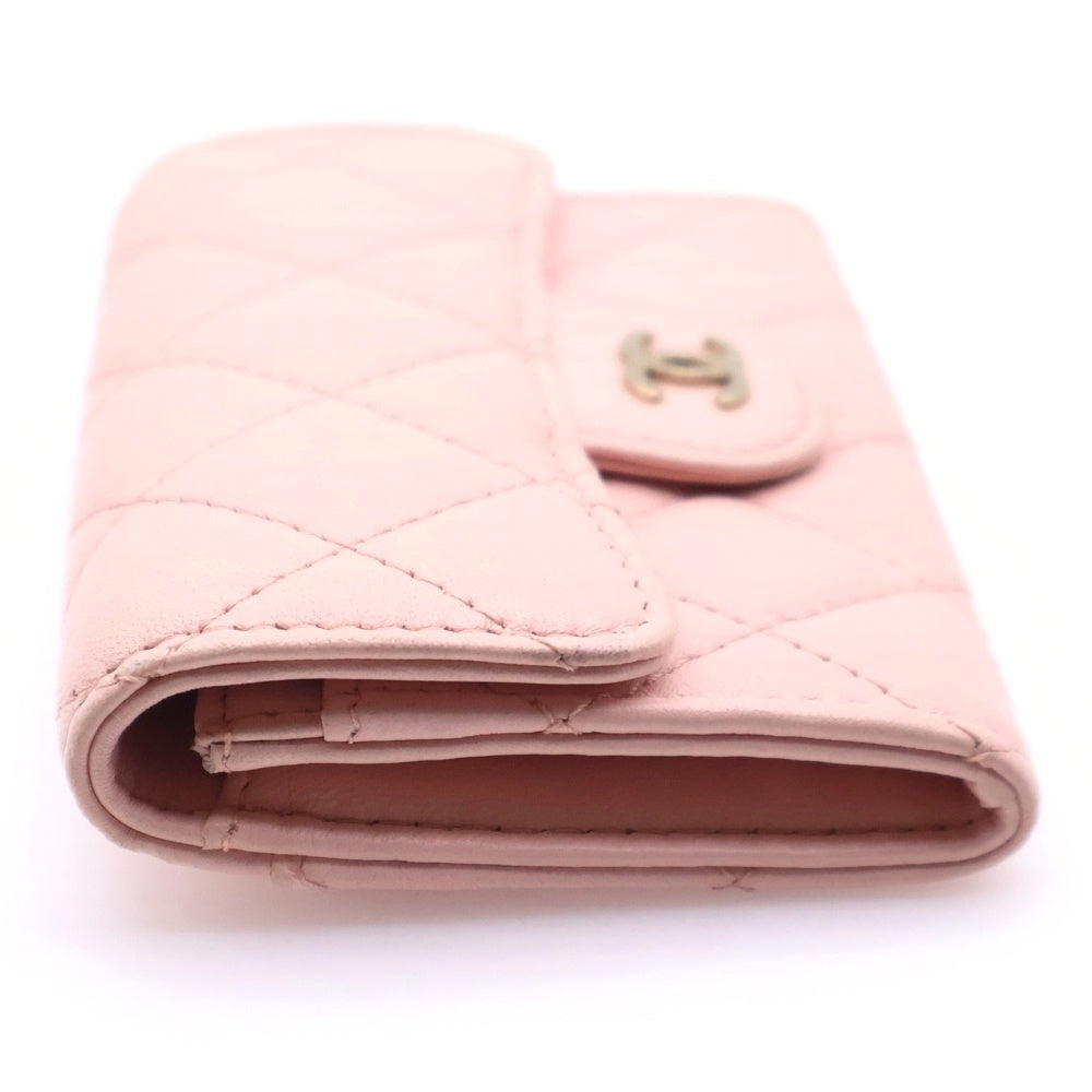 CHANEL(シャネル) マトラッセ キルティング カードケース 名刺入れ 小物入れ ピンク ラムスキン ゴールド金具 レディース