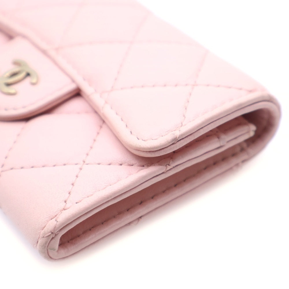 CHANEL(シャネル) マトラッセ キルティング カードケース 名刺入れ 小物入れ ピンク ラムスキン ゴールド金具 レディース