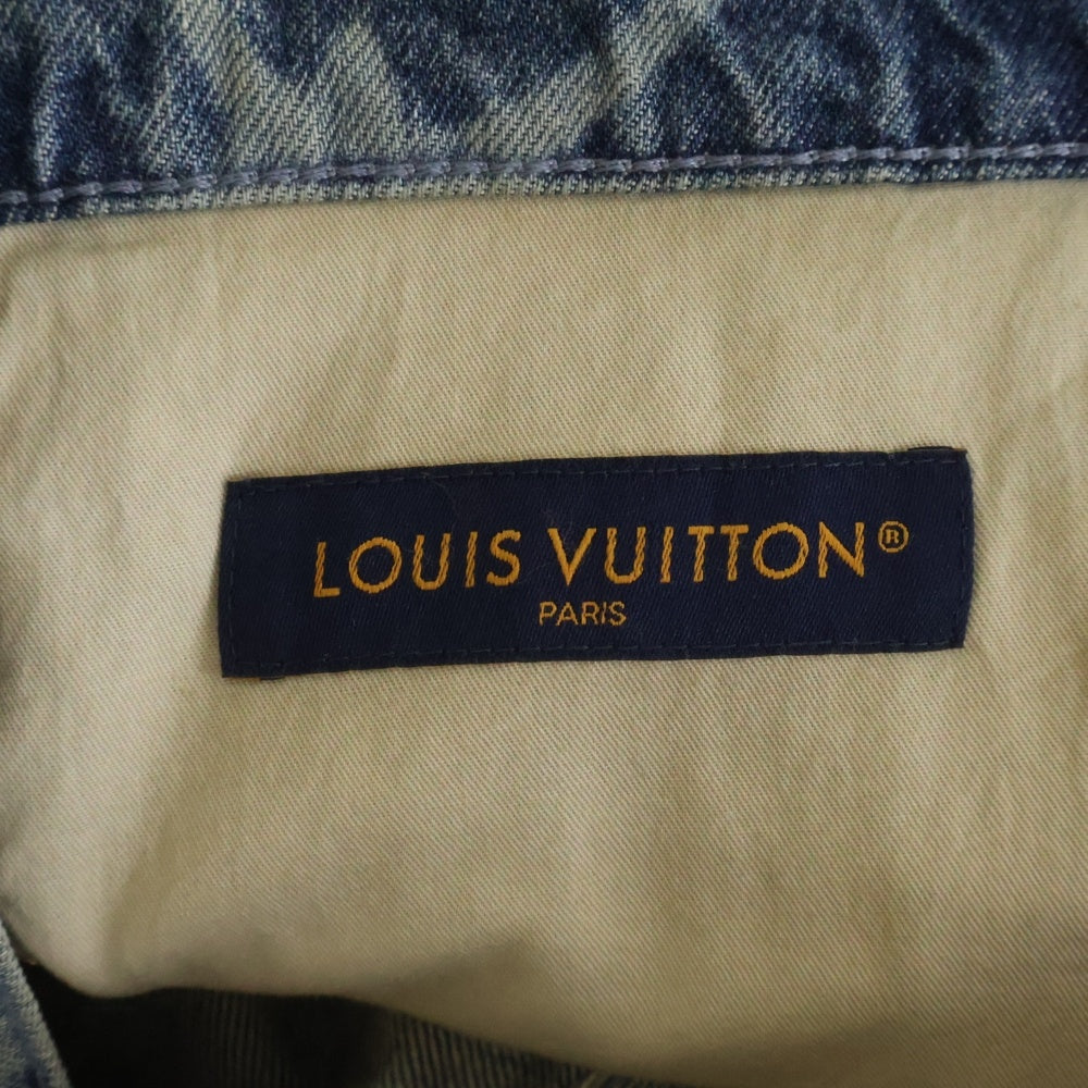 LOUIS VUITTON(ルイヴィトン) モノグラムプリント ウォッシュ加工 デニム ハーフ ショートパンツ ショーツ インディゴ RM242MM KOE HRD24W