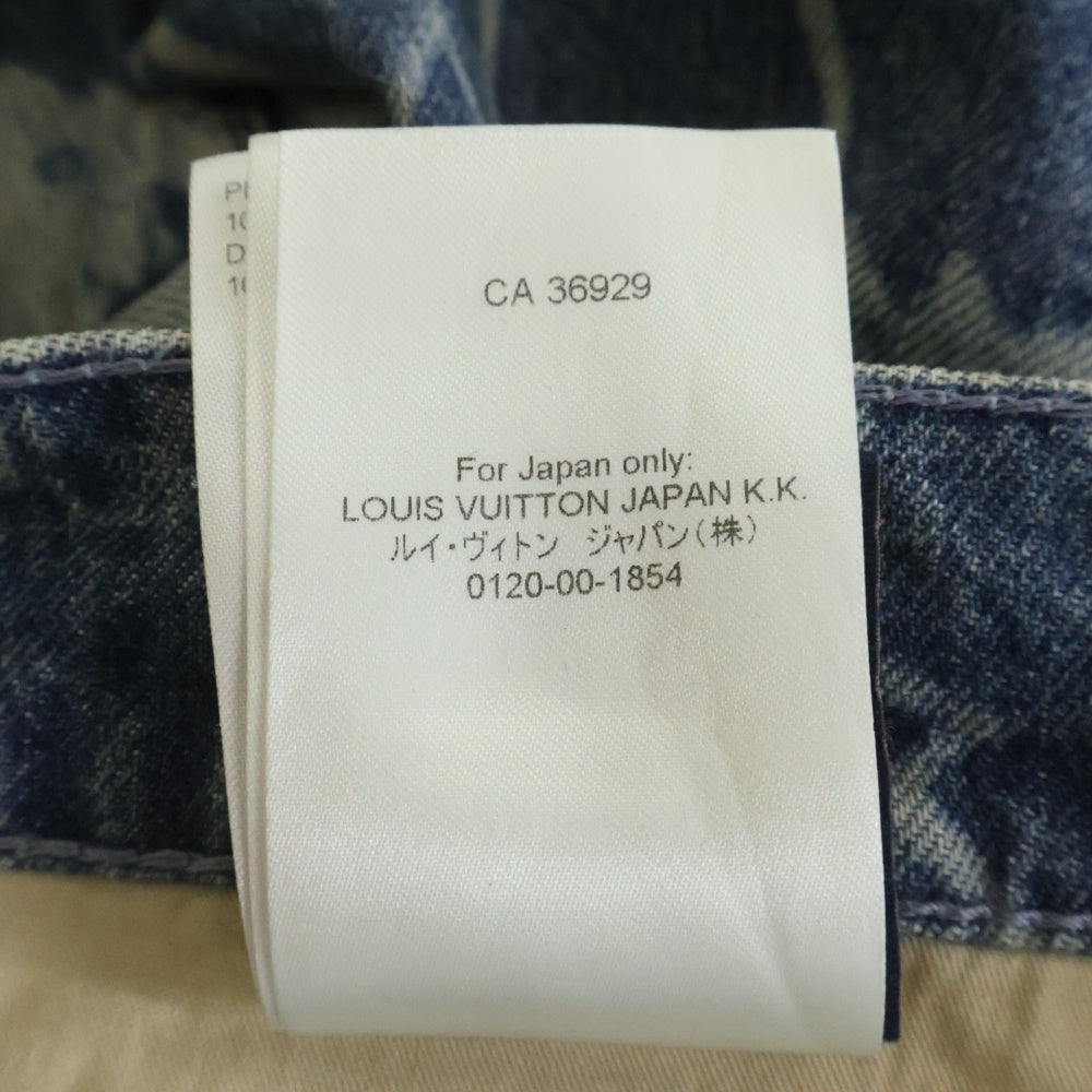 LOUIS VUITTON(ルイヴィトン) モノグラムプリント ウォッシュ加工 デニム ハーフ ショートパンツ ショーツ インディゴ RM242MM KOE HRD24W