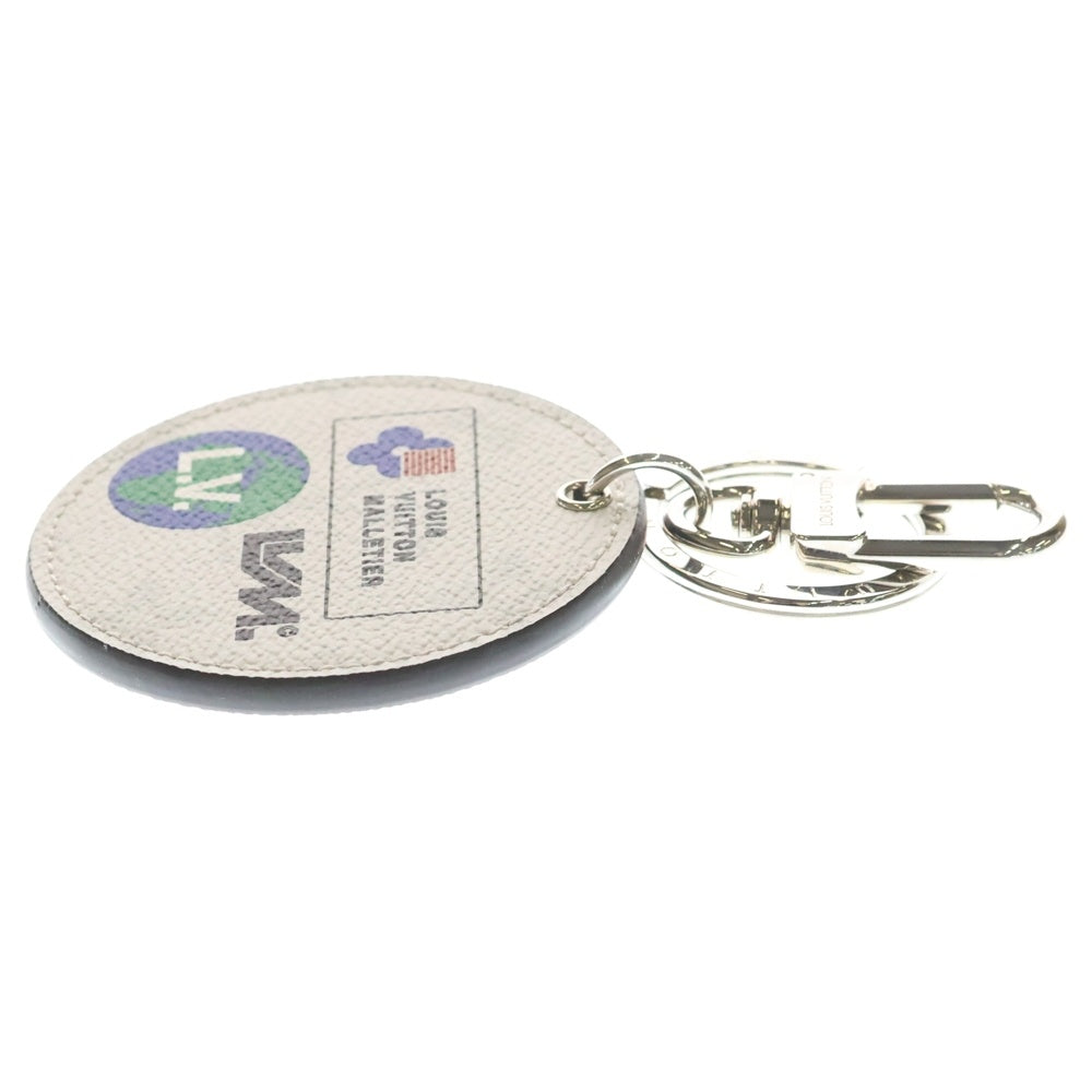 LOUIS VUITTON(ルイヴィトン) モノグラム ポルトクレ ラウンド キーホルダー バッグチャーム ホワイト レザー M68301 シルバー金具 レディース