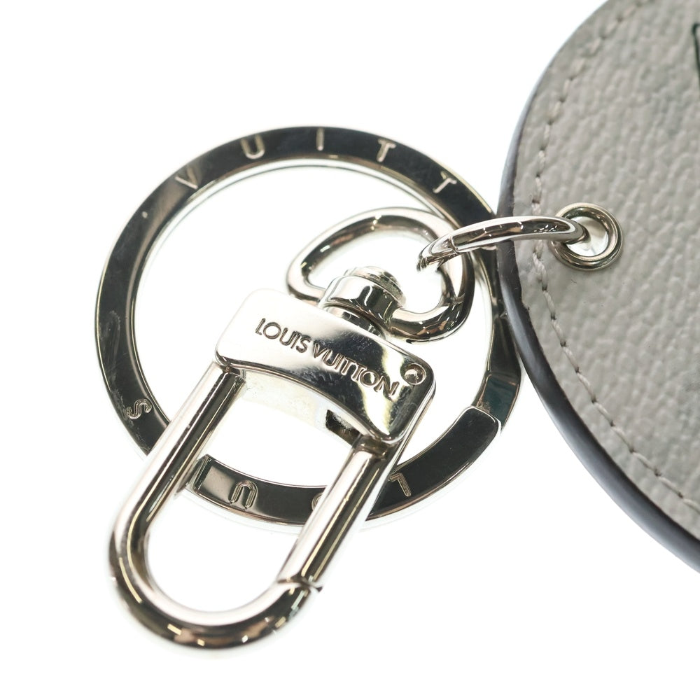 LOUIS VUITTON(ルイヴィトン) モノグラム ポルトクレ ラウンド キーホルダー バッグチャーム ホワイト レザー M68301 シルバー金具 レディース
