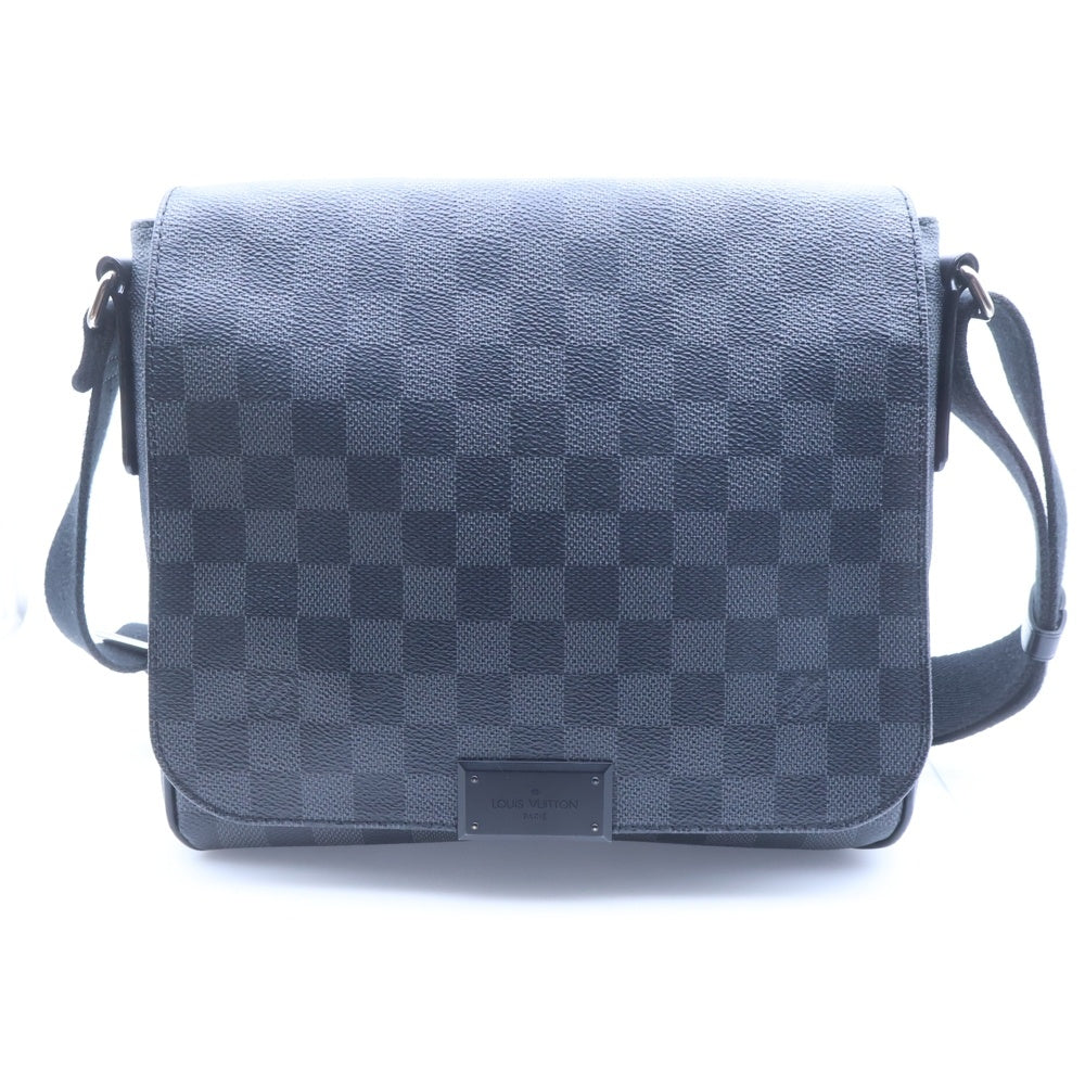 LOUIS VUITTON(ルイヴィトン) ダミエ グラフィット ディストリクト PM ショルダーバッグ メッセンジャーバッグ ブラック レザー×PVC N41260 シルバー金具 レディース