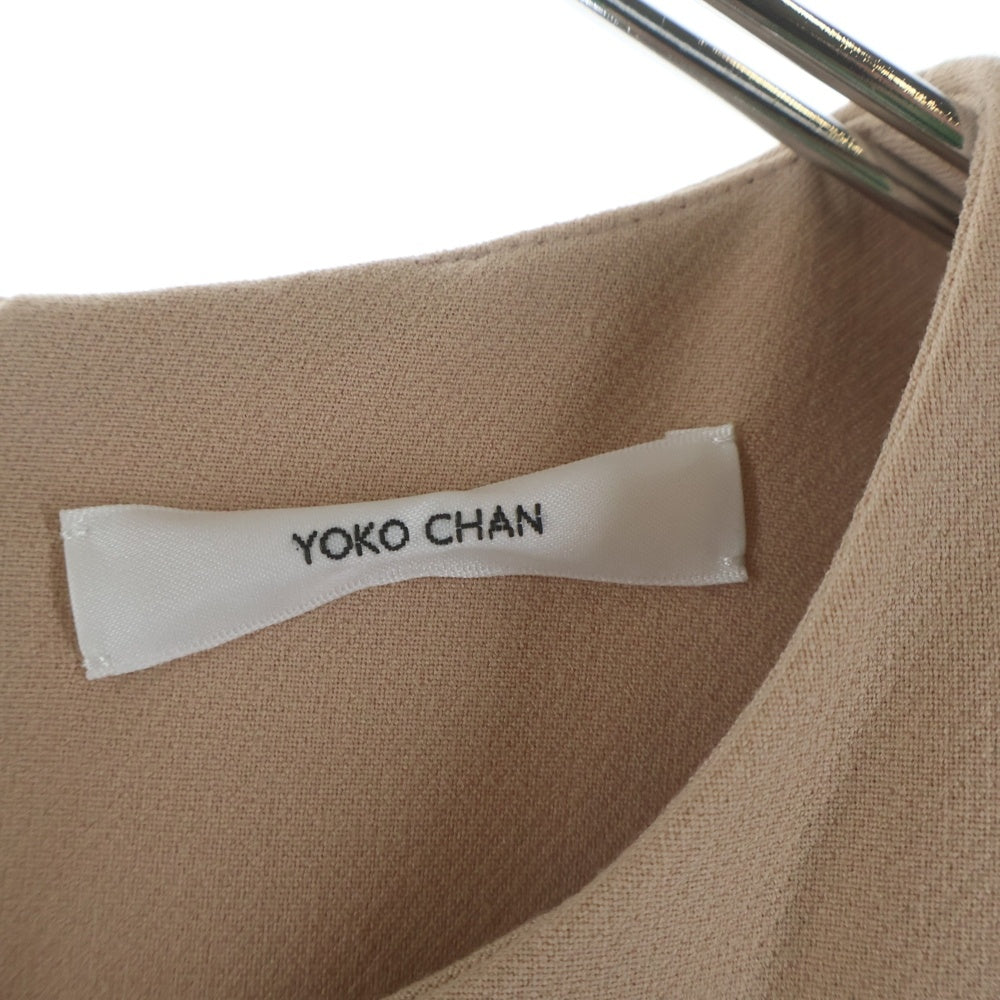 YOKO CHAN(ヨーコ チャン) パール装飾 ペタルスリーブ 半袖 ワンピース ベージュ レディース