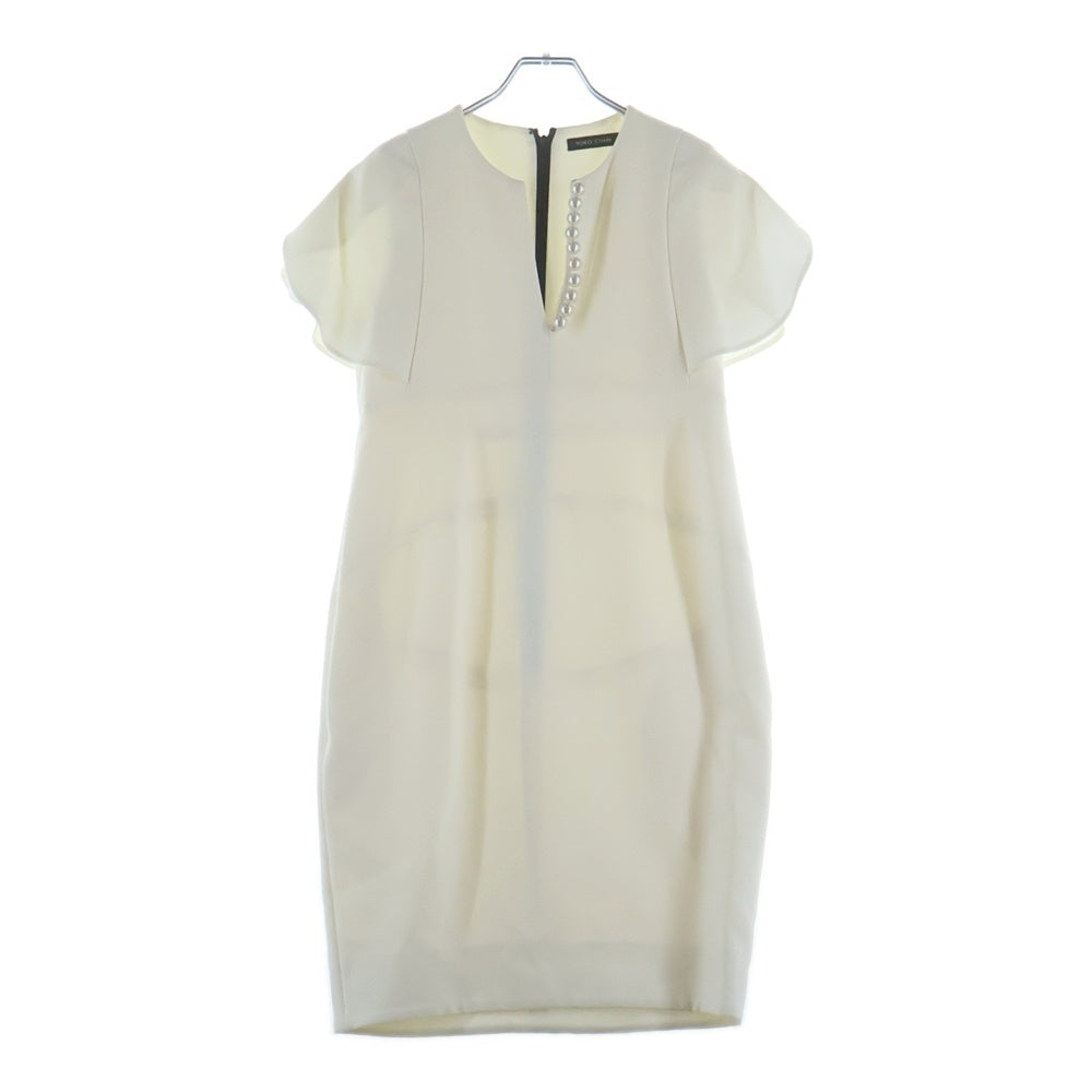 YOKO CHAN(ヨーコ チャン) パール装飾 ペタルスリーブ 半袖 ワンピース ホワイト レディース