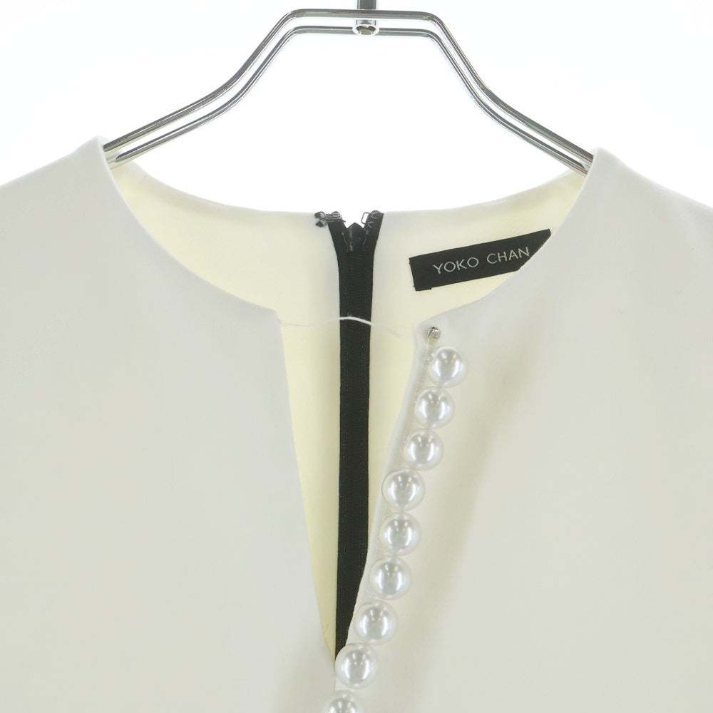 YOKO CHAN(ヨーコ チャン) パール装飾 ノースリーブ ミディアムワンピース ドレス ホワイト レディース