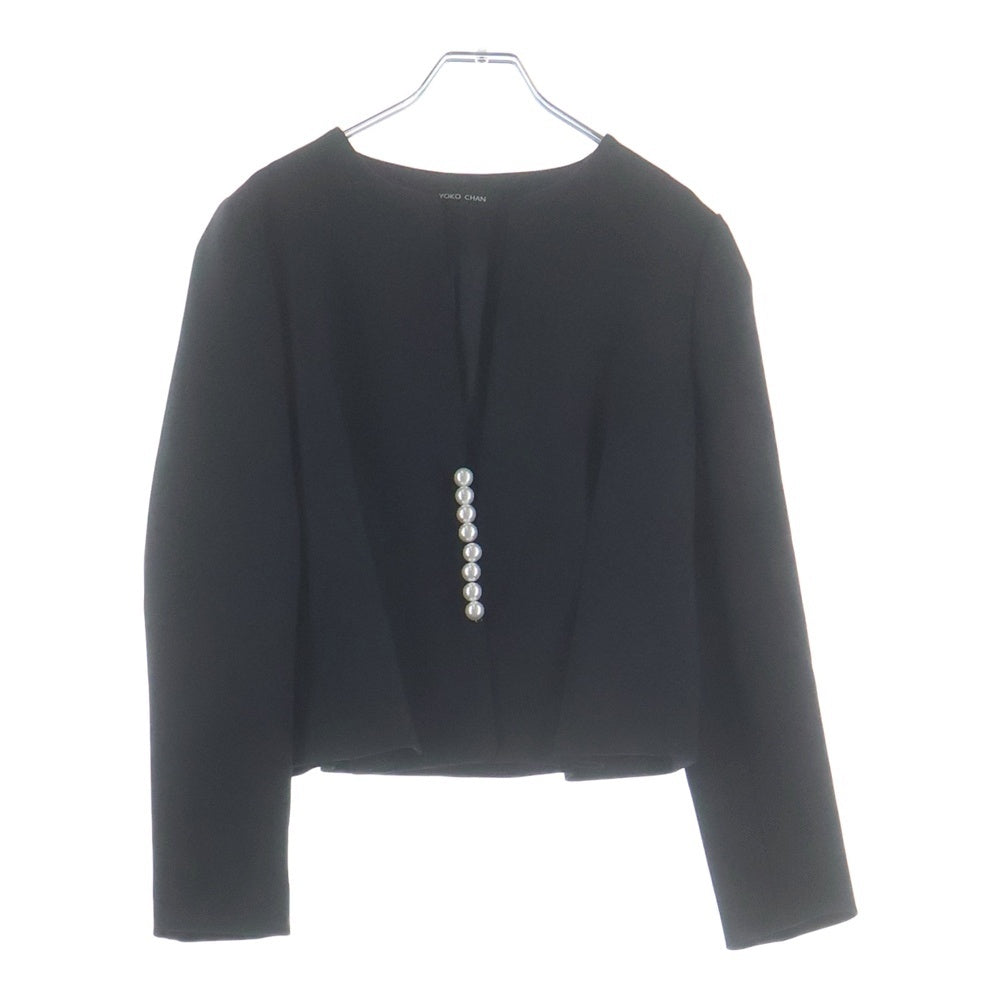 YOKO CHAN(ヨーコ チャン) パール装飾 ノーカラージャケット ブラック レディース