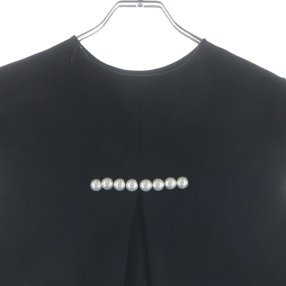 YOKO CHAN(ヨーコ チャン) バックパール装飾 ノースリーブ ミディアムワンピース ブラック レディース