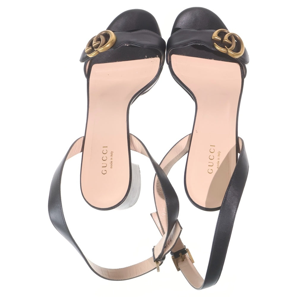 GUCCI(グッチ) GGマーモント レザー ストラップ ヒール サンダル シューズ ブラック レディース