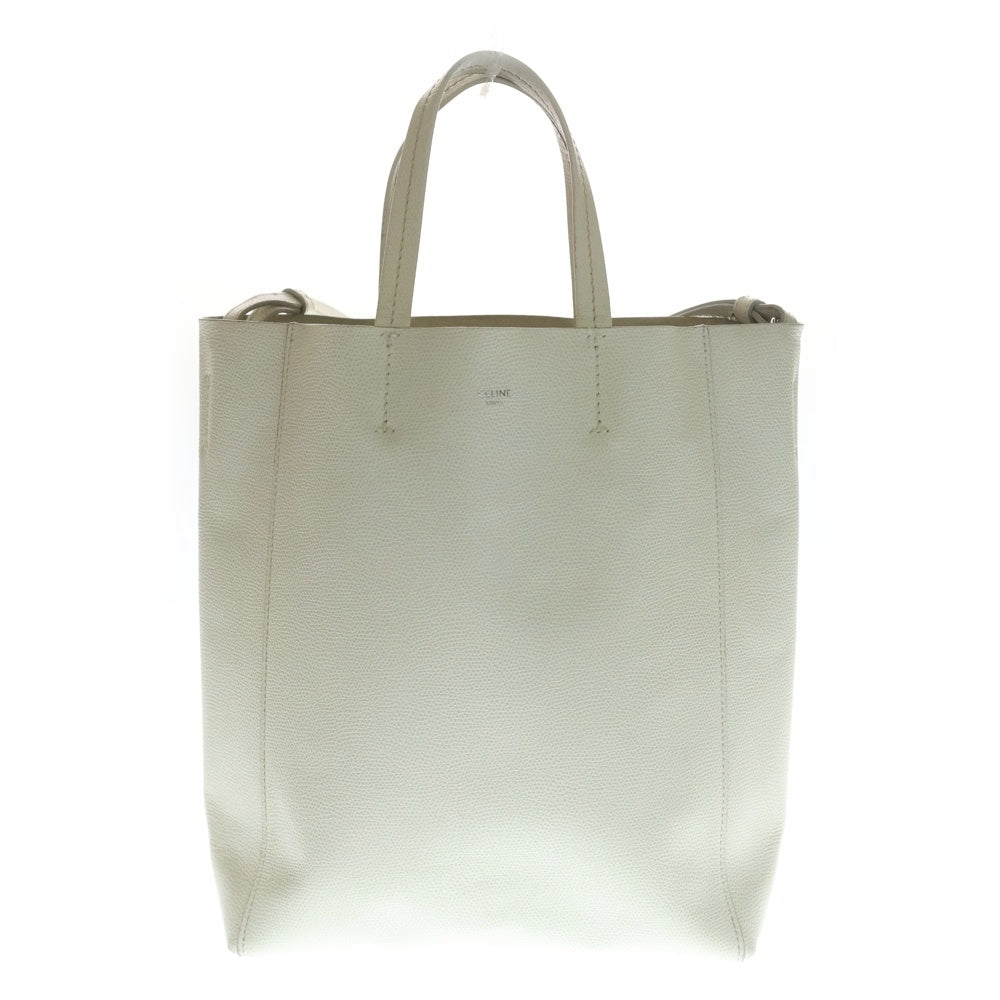 CELINE(セリーヌ) バーティカルカバ スモール ハンドバッグ トートバッグ ホワイト レザー シルバー金具 レディース