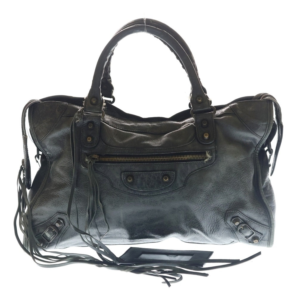 BALENCIAGA(バレンシアガ) ザ シティ 2WAYハンドバッグ ショルダーバッグ ブラック レザー 115748 ゴールド金具 レディース