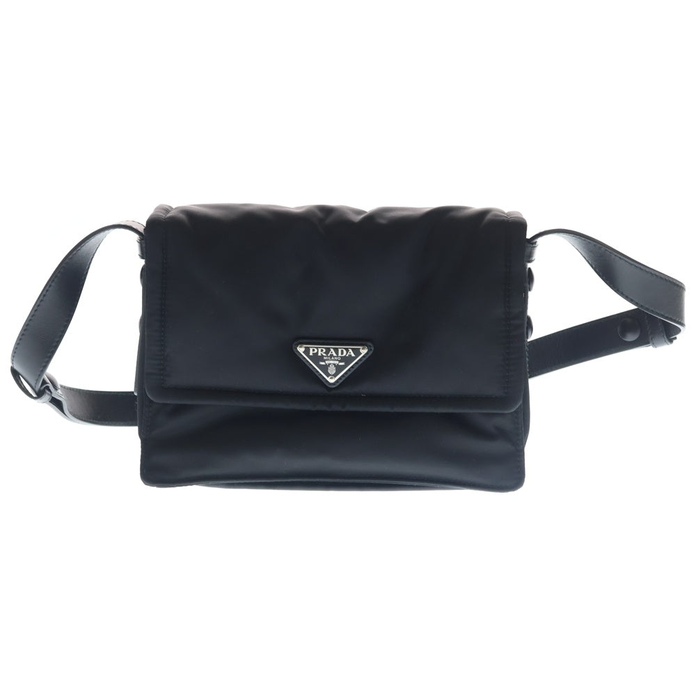 PRADA(プラダ) スモールパデッド Re-Nylon ショルダーバッグ ブラック レザー×ナイロン 1BD313 ブラック金具 レディース