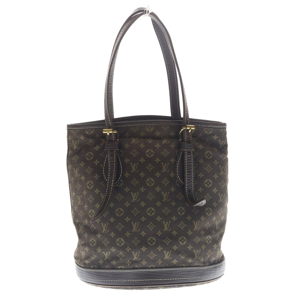 LOUIS VUITTON(ルイヴィトン) モノグラムミニ バケットPM ハンドバッグ トートバッグ ブラウン レザー×キャンバス M95226 ゴールド金具 レディース