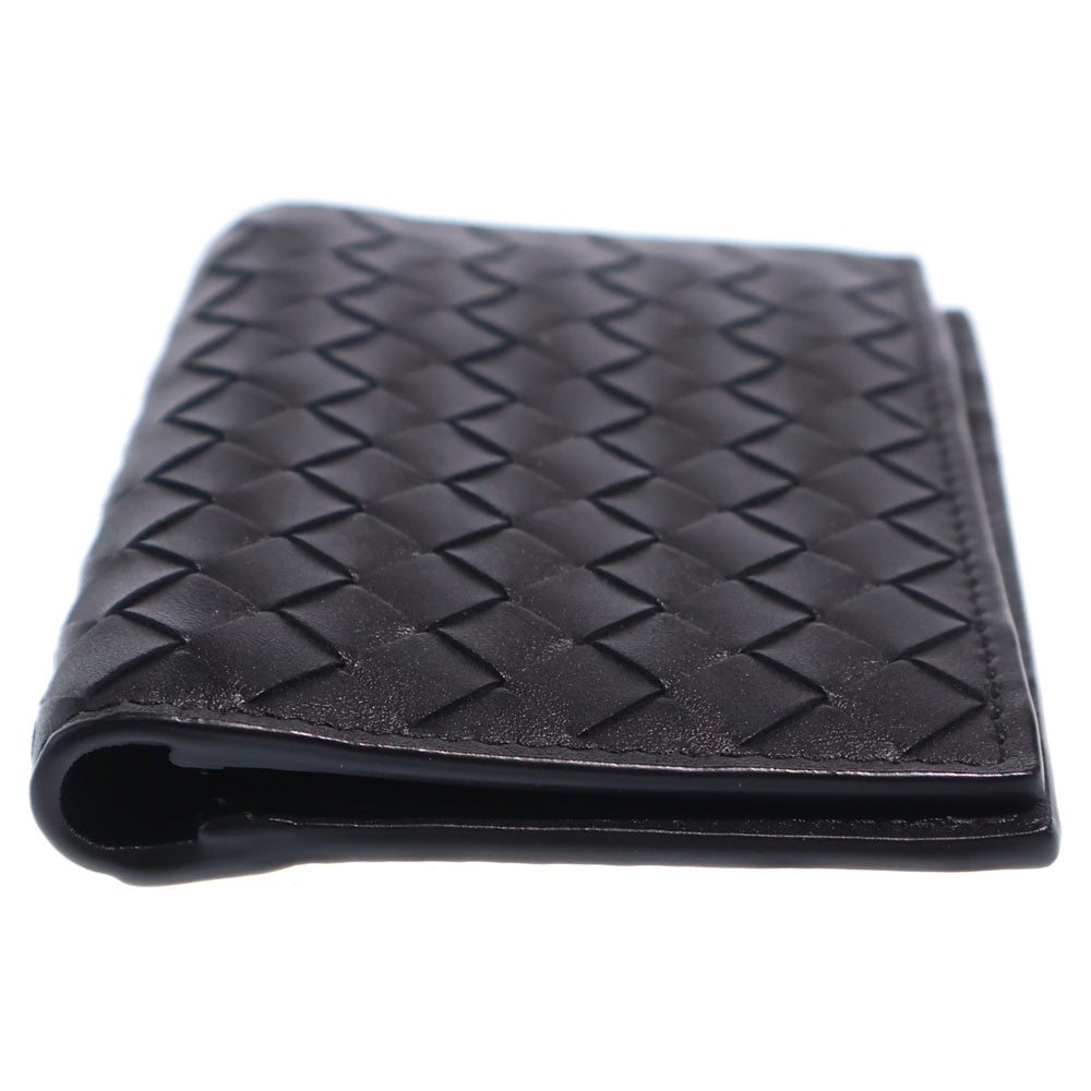 BOTTEGA VENETA(ボッテガヴェネタ) イントレチャート 二つ折り財布 コンパクトウォレット カードケース ブラック レザー レディース