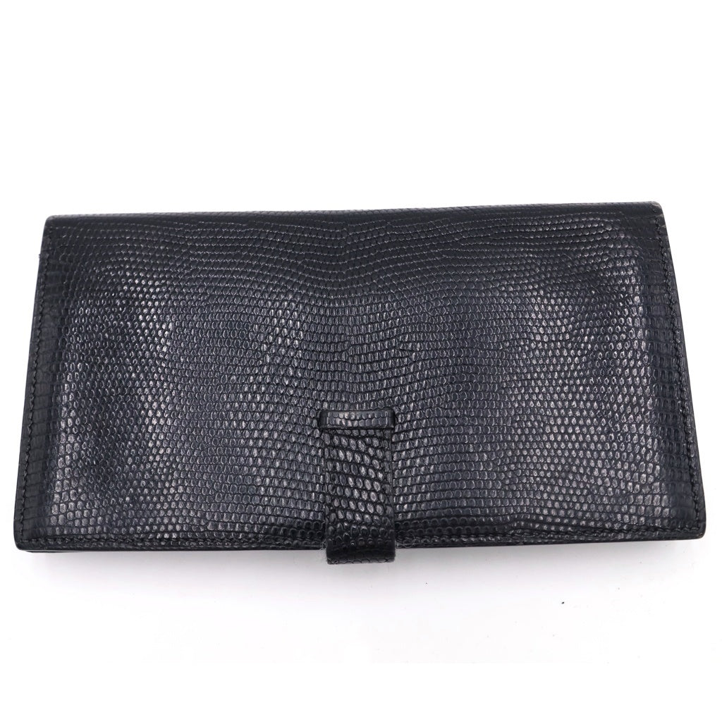 HERMES(エルメス) ベアン クラシック ロングウォレット 長財布 カードケース ブラック □K刻印 シルバー金具 レディース